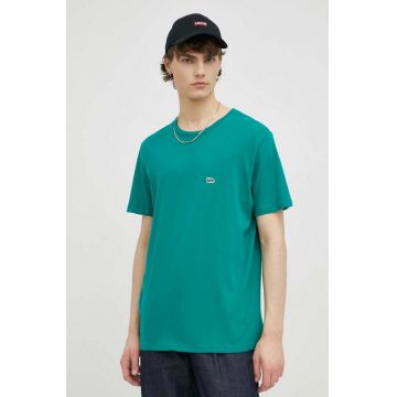 Lee tricou din bumbac culoarea verde, neted