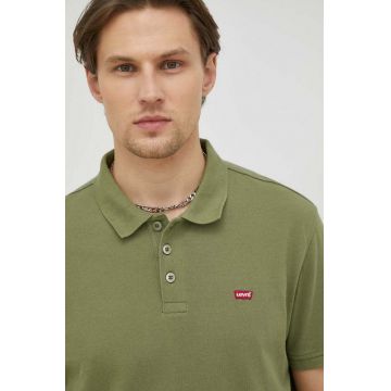 Levi's polo de bumbac culoarea verde, neted