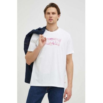 Levi's tricou din bumbac culoarea alb, cu imprimeu