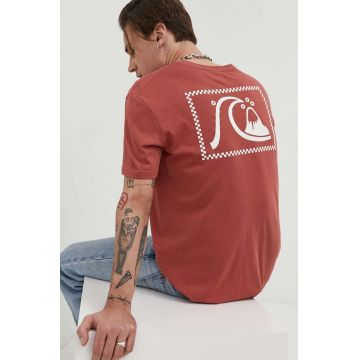 Quiksilver tricou din bumbac culoarea rosu, cu imprimeu