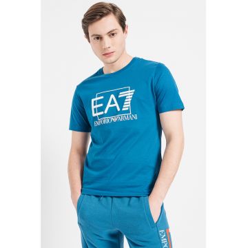 Tricou cu decolteu la baza gatului si logo cauciucat