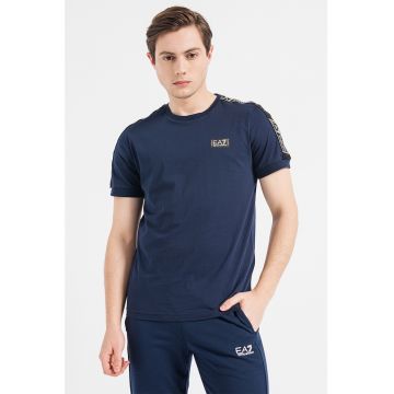 Tricou de bumbac cu benzi logo