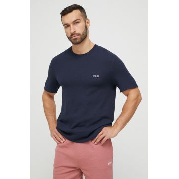 BOSS tricou lounge culoarea albastru marin, cu imprimeu