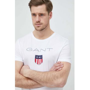 Gant tricou din bumbac culoarea alb, cu imprimeu