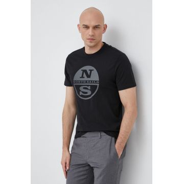 North Sails tricou din bumbac barbati, culoarea negru, cu imprimeu