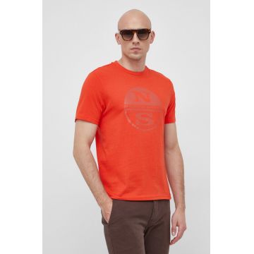 North Sails tricou din bumbac barbati, culoarea portocaliu, cu imprimeu