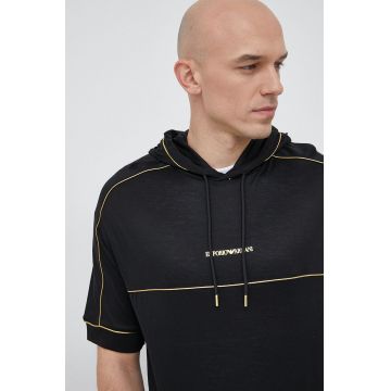 Emporio Armani tricou barbati, culoarea negru, cu imprimeu