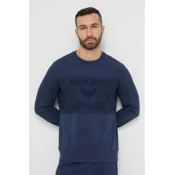 Emporio Armani Underwear bluza barbati, culoarea albastru marin, cu imprimeu