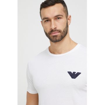 Emporio Armani Underwear tricou din bumbac culoarea alb, cu imprimeu