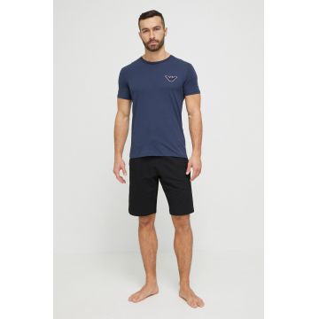Emporio Armani Underwear tricou din bumbac culoarea albastru marin, cu imprimeu
