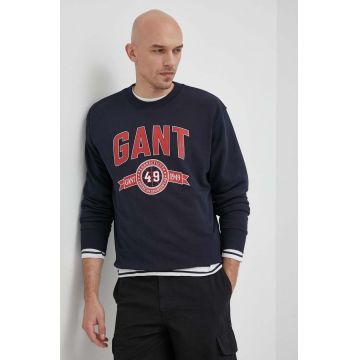 Gant bluza barbati, culoarea albastru marin, cu imprimeu