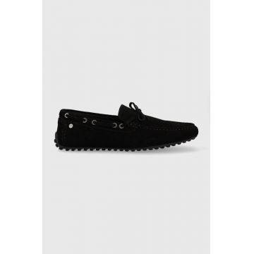 GOE mocasini din piele intoarsa barbati, culoarea negru, LL1N4001