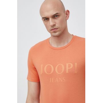 Joop! tricou din bumbac culoarea portocaliu, cu imprimeu