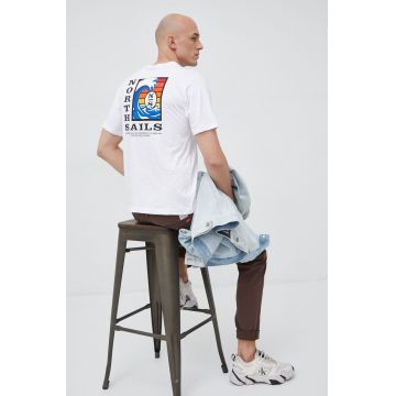 North Sails tricou din bumbac culoarea alb, cu imprimeu