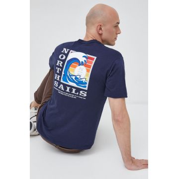 North Sails tricou din bumbac culoarea albastru marin, cu imprimeu