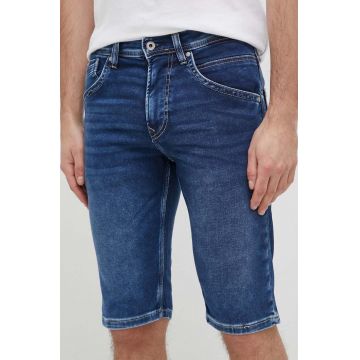 Pepe Jeans pantaloni scurti jeans Track barbati, culoarea albastru marin