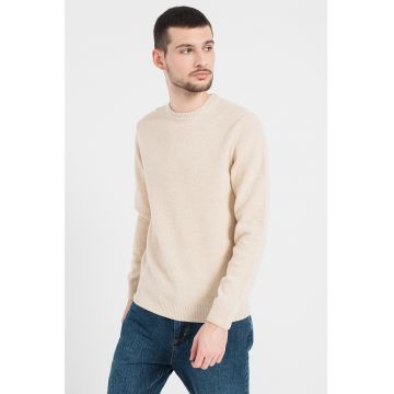 Pulover din amestec de lana cu decolteu la baza gatului Karl