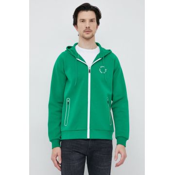 BOSS bluza BOSS GREEN barbati, culoarea verde, cu glugă, cu imprimeu