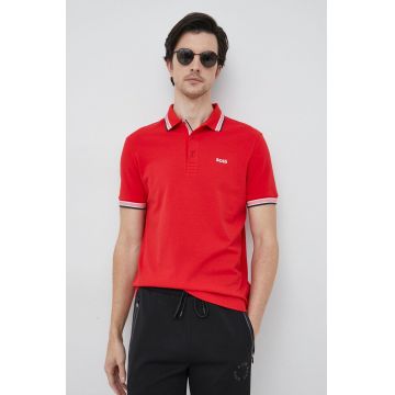 BOSS polo de bumbac BOSS ATHLEISURE culoarea rosu