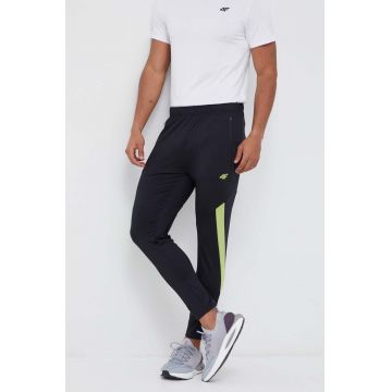 4F pantaloni de antrenament culoarea negru, neted