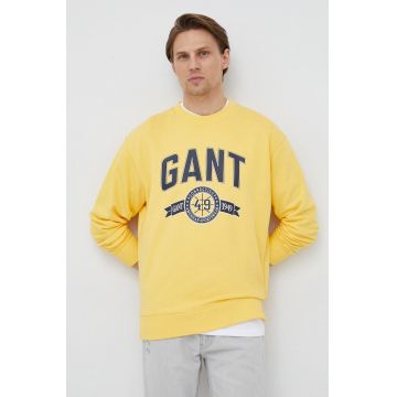 Gant bluza barbati, culoarea galben, cu imprimeu