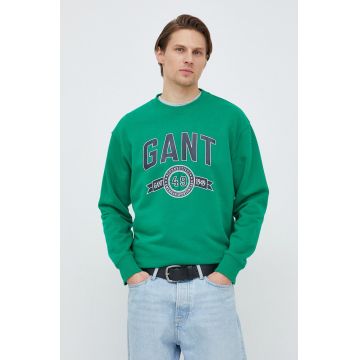 Gant bluza barbati, culoarea verde, cu imprimeu