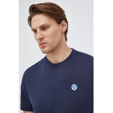 North Sails tricou din bumbac culoarea albastru marin, neted