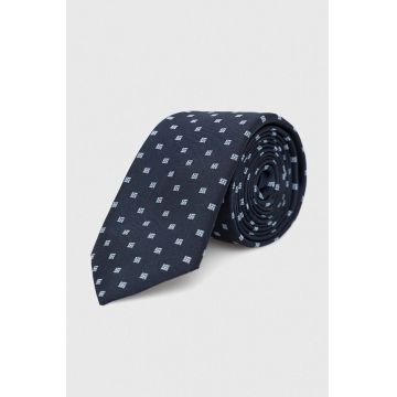 BOSS cravată din amestec de mătase culoarea albastru marin