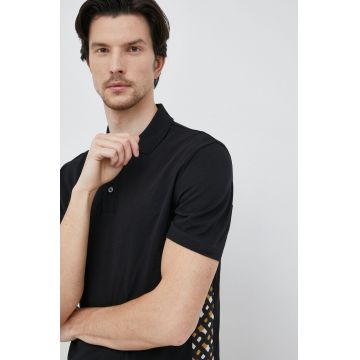 BOSS polo de bumbac culoarea negru, modelator