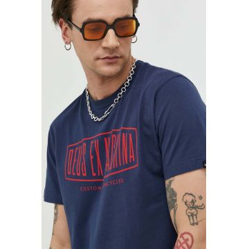 Deus Ex Machina tricou din bumbac culoarea albastru marin, cu imprimeu