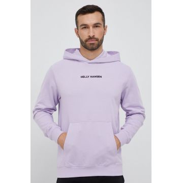 Helly Hansen bluză bărbați, culoarea violet, cu glugă, cu imprimeu 53251