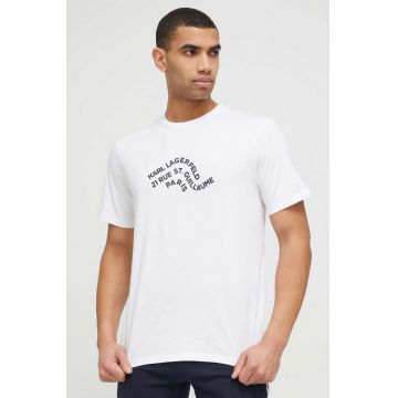 Karl Lagerfeld tricou din bumbac culoarea alb, modelator