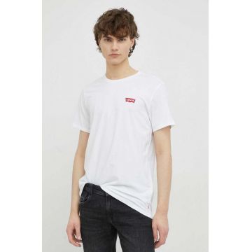 Levi's tricou din bumbac 2-pack culoarea alb, cu imprimeu