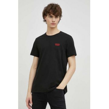 Levi's tricou din bumbac 2-pack culoarea negru, cu imprimeu