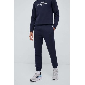 Peak Performance pantaloni de trening culoarea albastru marin, melanj