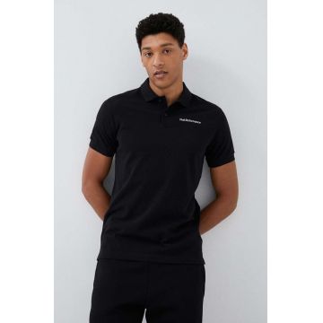 Peak Performance polo de bumbac culoarea negru, cu imprimeu