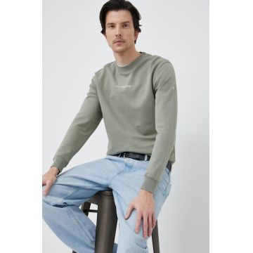 Pepe Jeans hanorac de bumbac David barbati, culoarea verde, cu imprimeu