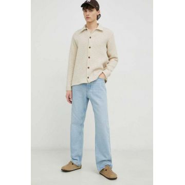 Samsoe Samsoe camasa de lana culoarea bej, cu guler clasic, regular