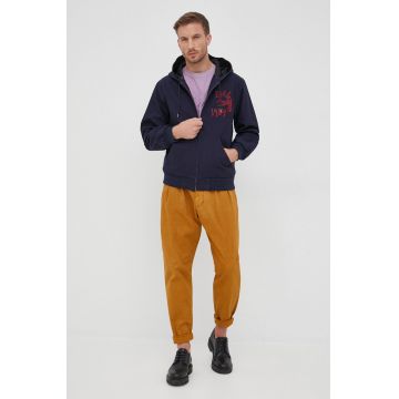 Desigual pantaloni barbati, culoarea galben, cu fason chinos