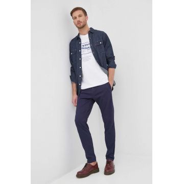 G-Star Raw pantaloni barbati, culoarea albastru marin, cu fason chinos