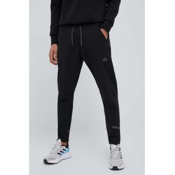 adidas pantaloni de trening culoarea negru, neted