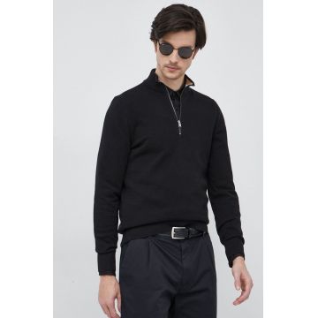 BOSS pulover de bumbac culoarea negru, light, cu turtleneck