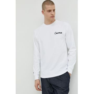 Converse longsleeve din bumbac culoarea alb, cu imprimeu