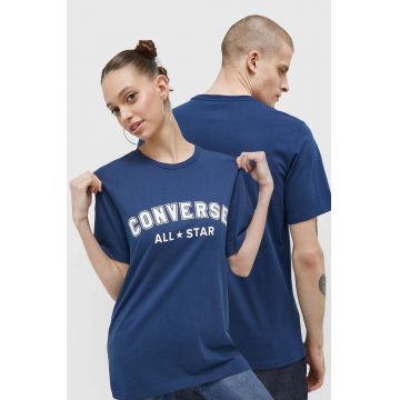 Converse tricou din bumbac culoarea albastru marin, cu imprimeu