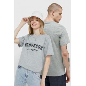 Converse tricou din bumbac culoarea gri, cu imprimeu