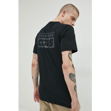 Converse tricou din bumbac culoarea negru, cu imprimeu