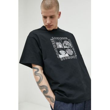 Converse tricou din bumbac culoarea negru, cu imprimeu