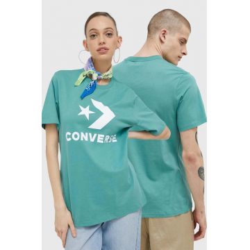 Converse tricou din bumbac culoarea turcoaz, cu imprimeu