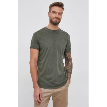 G-Star Raw tricou din bumbac culoarea verde, neted