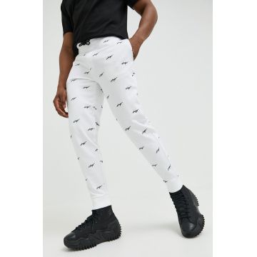 HUGO pantaloni de trening din bumbac culoarea alb, modelator